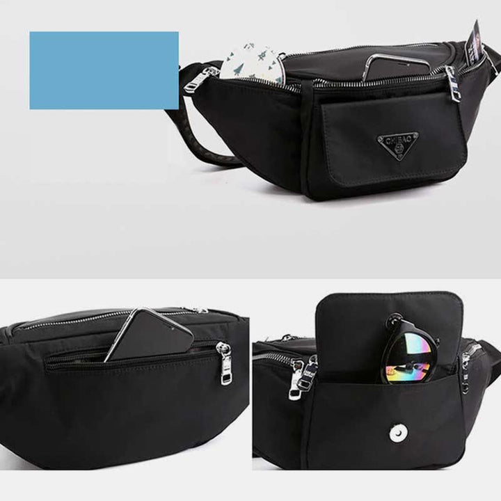 Multi-Pocket Nylon Waist Bag Lightweight Multi-Carry Chest Bag Waist Pack