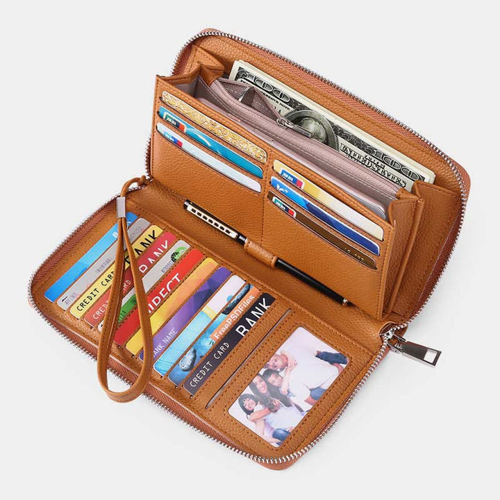 RFID Wallet for Women Large Capacity Card Slot Leather Purse - Chocolate - image 22