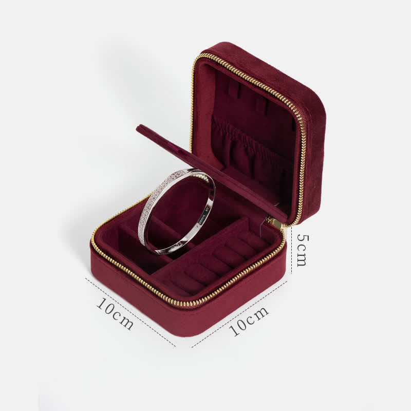 Storage Bag for Women Luxury with Mirror Mini Jewelry Box - DarkRed - Big Mirror - image 12