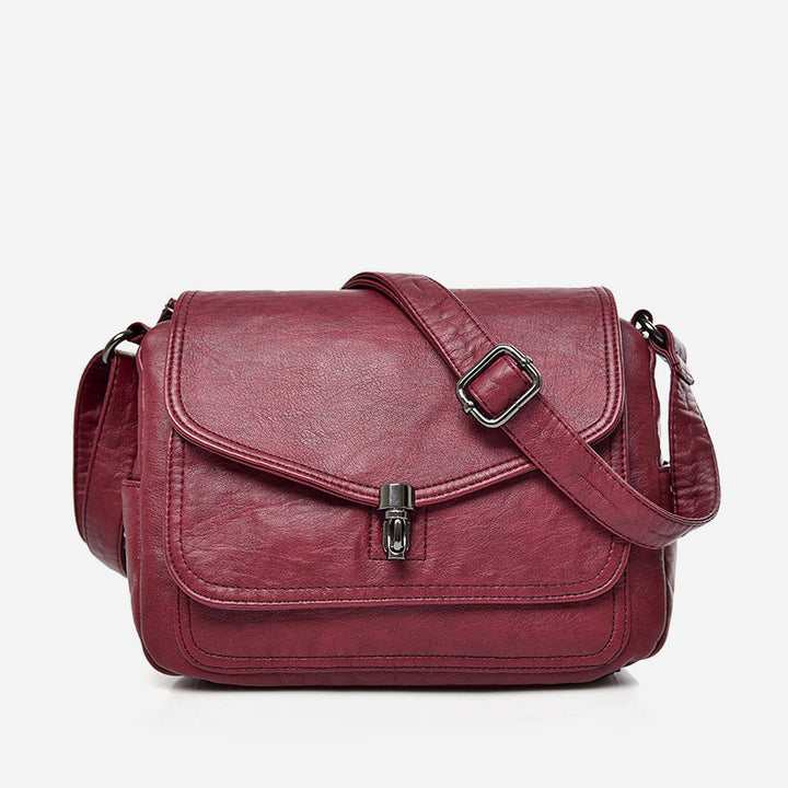 Vintage Waterproof Large Capacity Crossbody Bag - Red - image 16