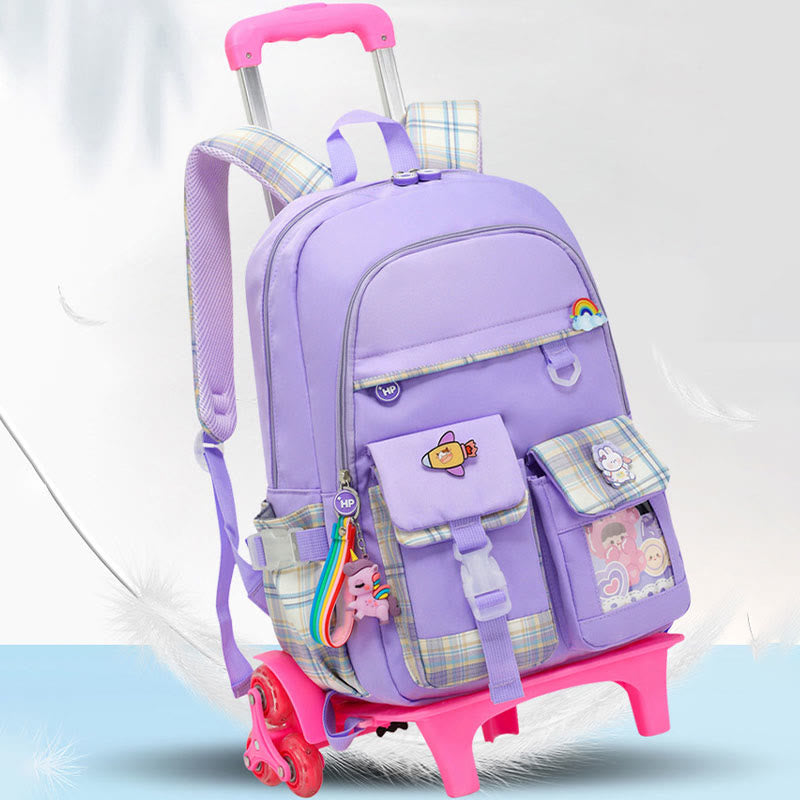 School Backpack For Kids Cute Pattern Rolling School Bag - image 4