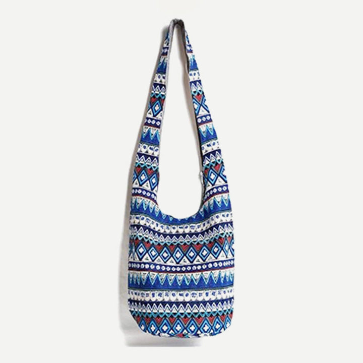 Shoulder Bag for Women Printing Flower Linen Folk-Custom Crossbody Bag