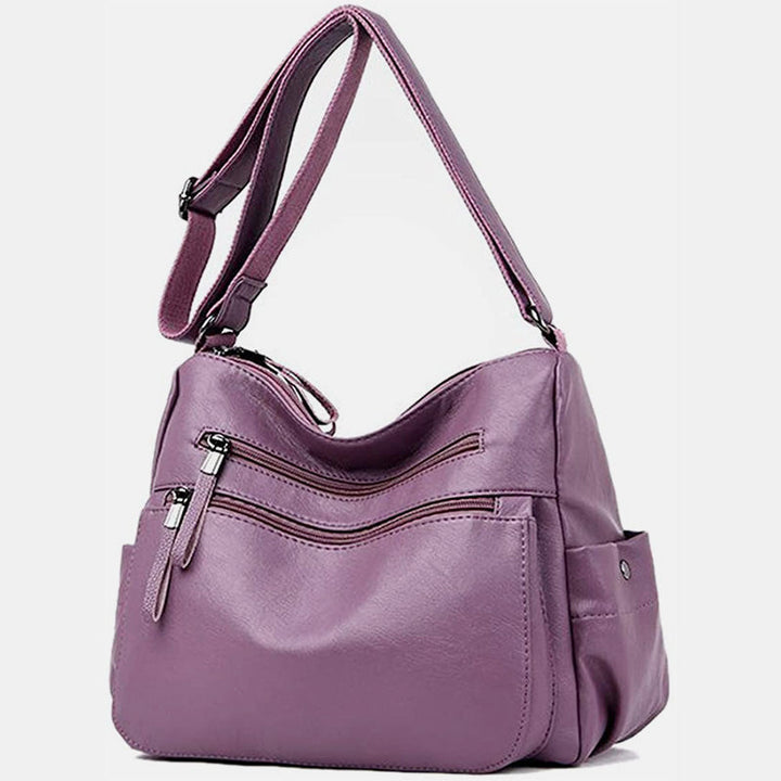 Retro Style Multi-Pocket Large Crossbody Bag - Plum - image 15
