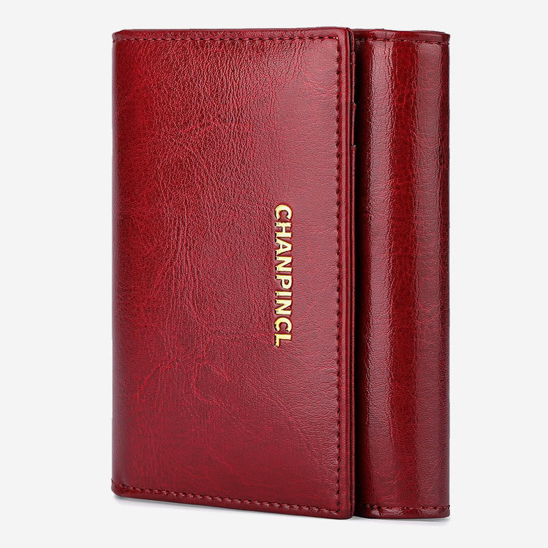 Wallet For Women Triple Folding Retro Short Shopping Money Clip - Red - image 7