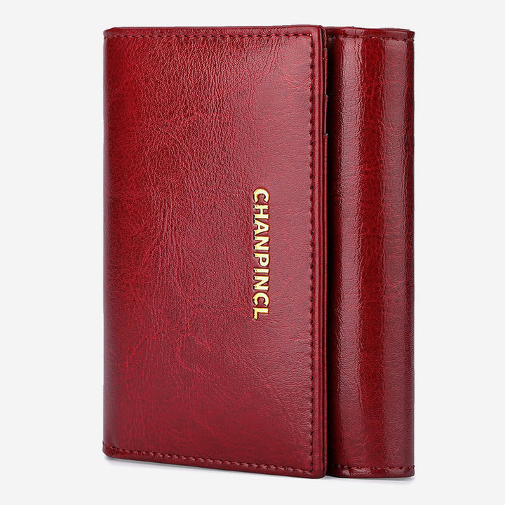 Wallet For Women Triple Folding Retro Short Shopping Money Clip - Red - image 7