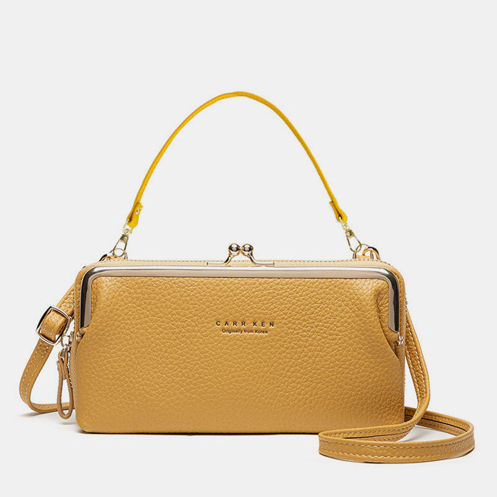 Large Capacity Multifunctional Kiss-lock  Crossbody Phone Bag - Yellow - image 19