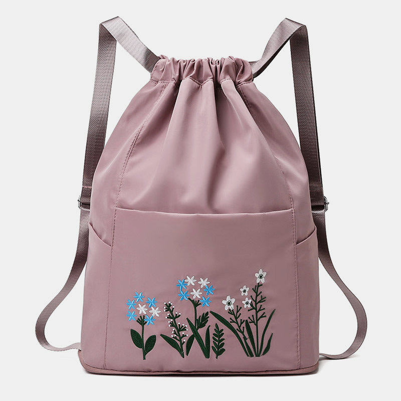 Large Capacity Waterproof Foldable Floral Embroidery Fitness Travel Backpack
