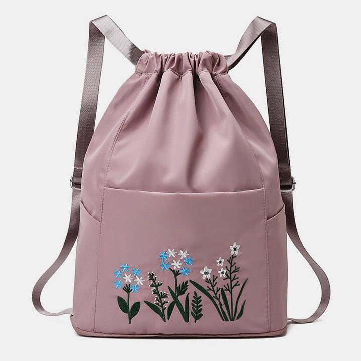 Large Capacity Waterproof Foldable Floral Embroidery Fitness Travel Backpack