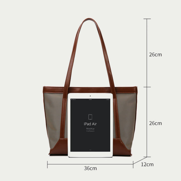 Large Capacity Tote Bag Durable PU Leather Shoulder Handbag