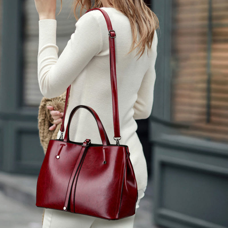 Minimalist Tote Pure Color Leather Crossbody Handbag For Women - image 5
