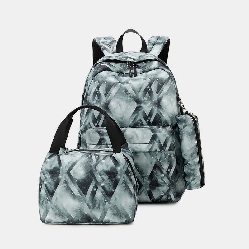 School Backpack Daypack Cute 3-Pcs Schoolbag Set with USB Charging Port