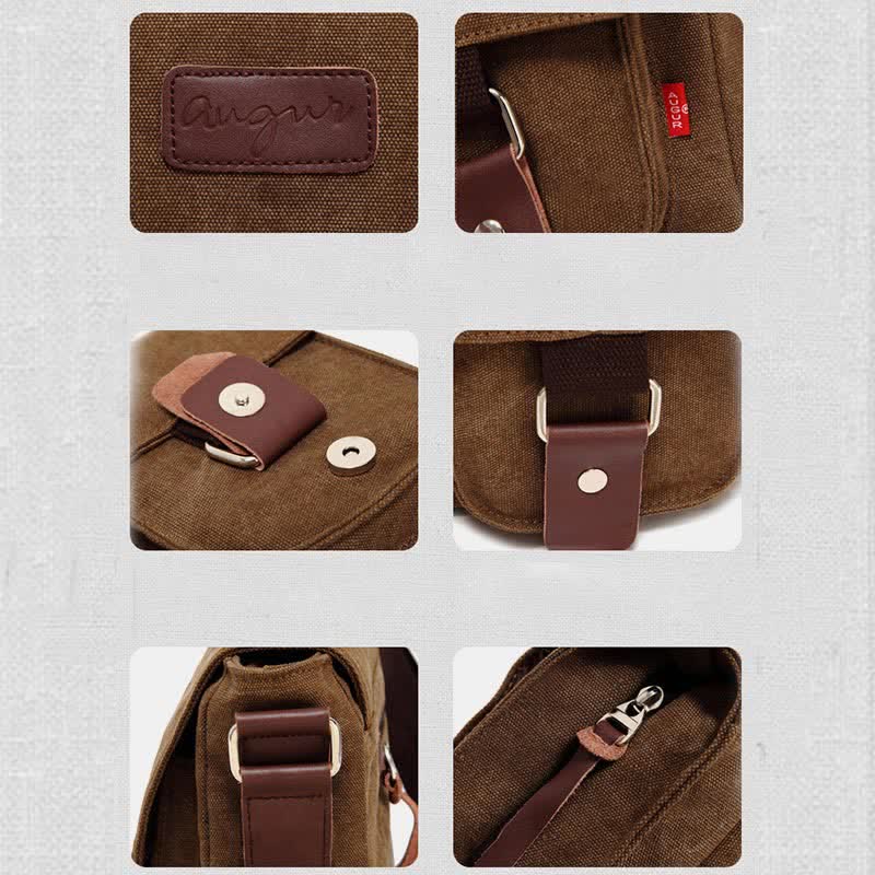 Canvas Messenger Bag for Men Multi-Pocket Vintage Crossbody Shoulder Bag