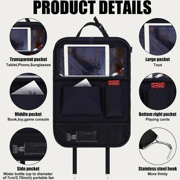 Car Organizer Oxford Material With Tray Seat Back Storage Bag