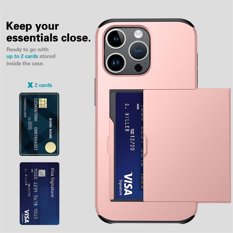 Iphone Slide Card Phone Case 2 In 1 Anti Fall Wallet Case