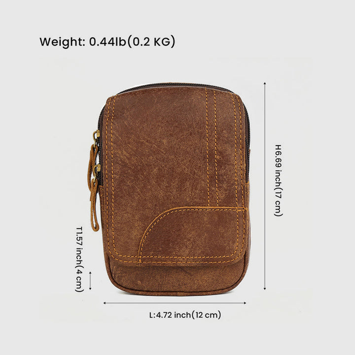 Waist Bag For Men Daily Outdoor Retro Real Leather Belt Loop Pouch
