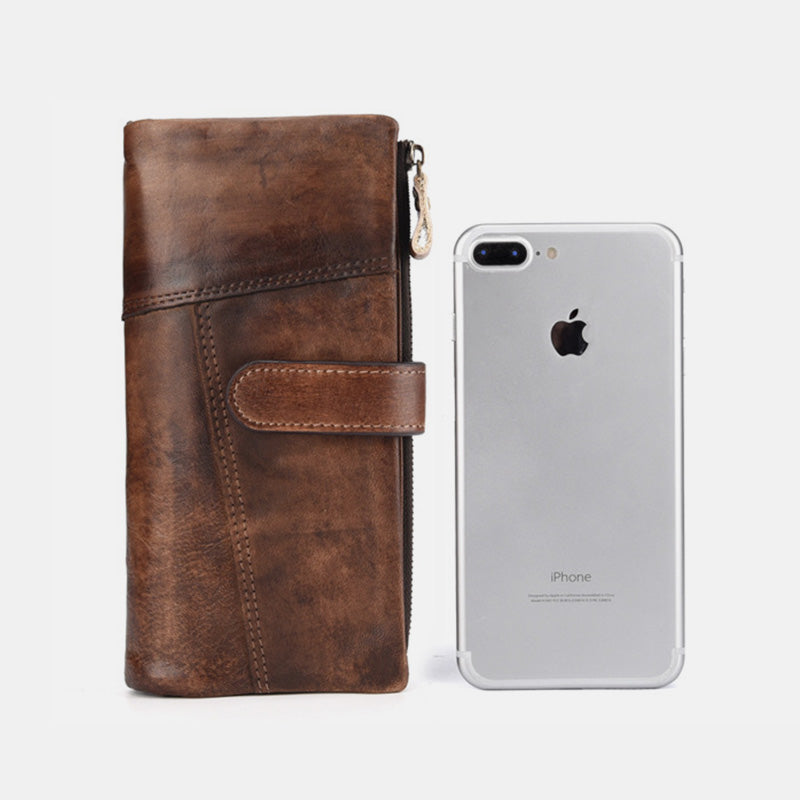 RFID Genuine Leather Long Wallet Purse