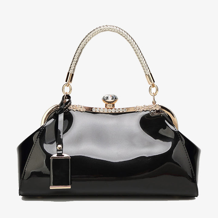 Plain Color Tote Ladies Glossy Patent Leather Crossbody Bag Handbag