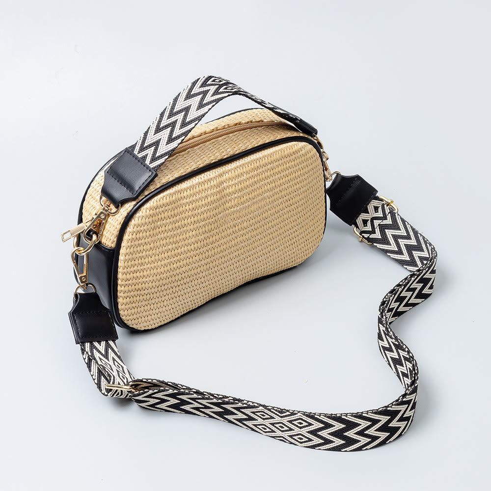 Small Commutor Bag For Women Straw Wide Strap Crossbody Bag