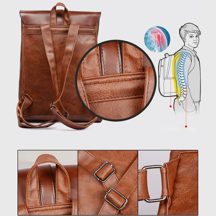 Mens Backpack Purse PU Leather Laptop Backpack Travel Business College Bookbag - image 11