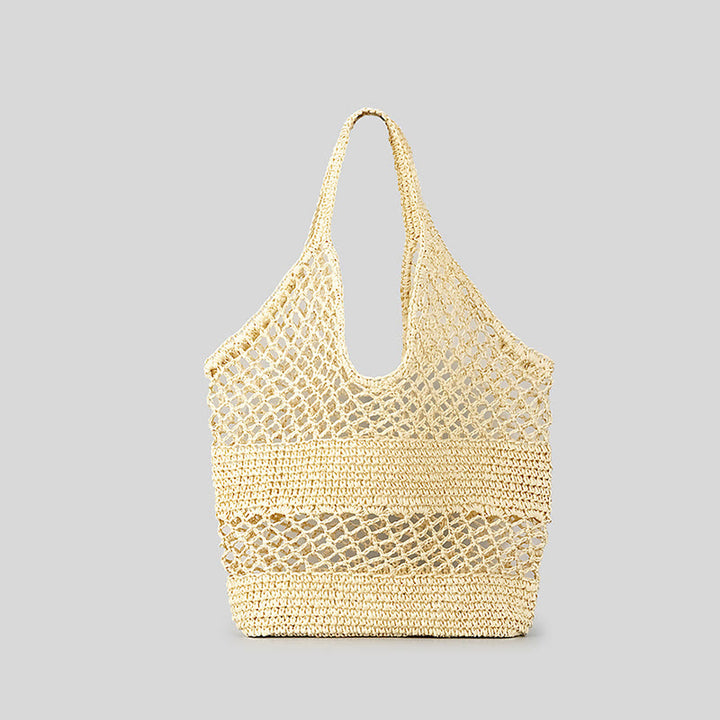 Beach Bag For Women Knitted Retro Hollowed Out Handbag - Cornsilk - Style B - image 19