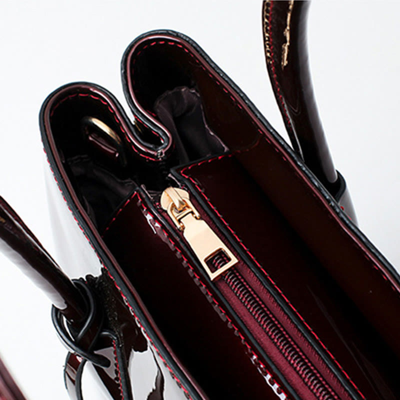 Retro mirror shiny leather Bucket Bag Women Crossbody handbag - image 12