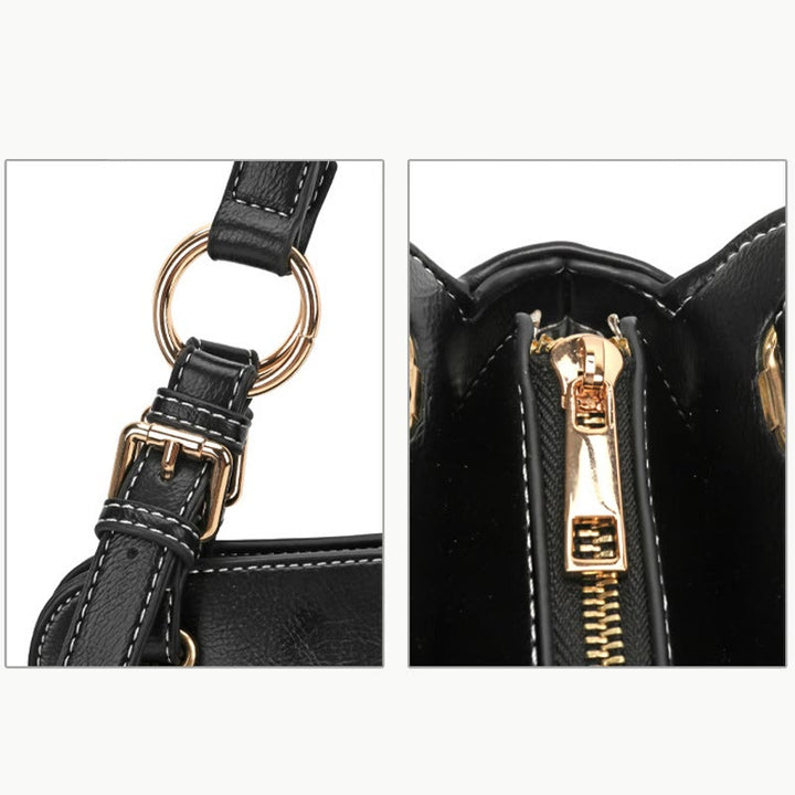 Multifunctional Pleated Tote Women Classic Plain Color Underarm Purse