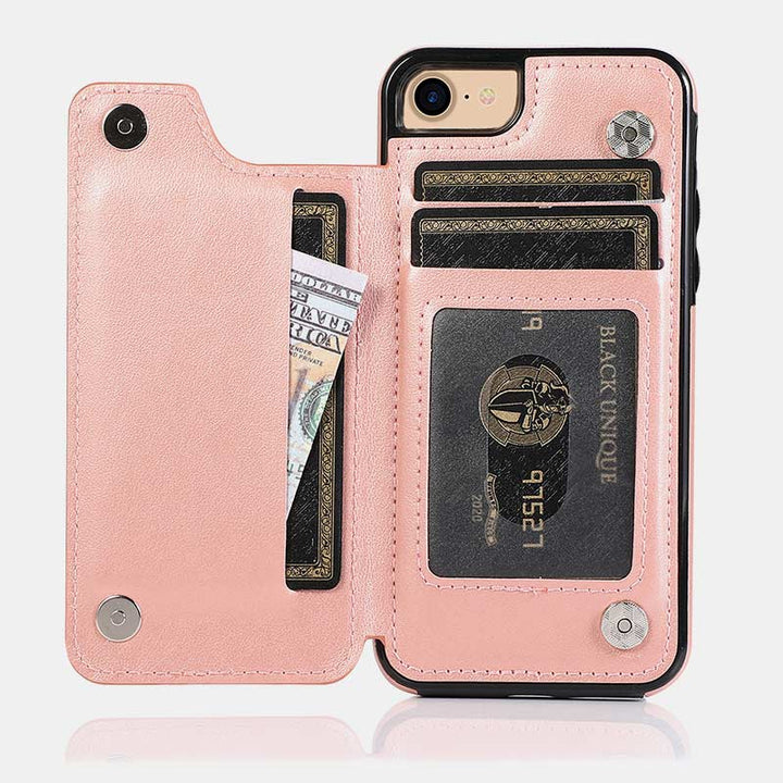 Leather Wallet Phone Case with Card Holder ID Window Compatible with iPhone Samsung