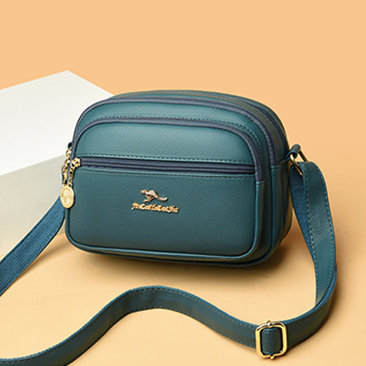Double Compartment Purse Women Minimalist Soft Leather Cross Body Bag