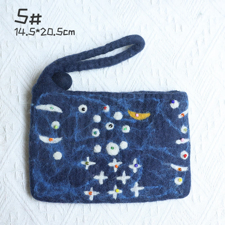 Wool Felt Coin Purse For Women Colorful Flower Cute Wallet
