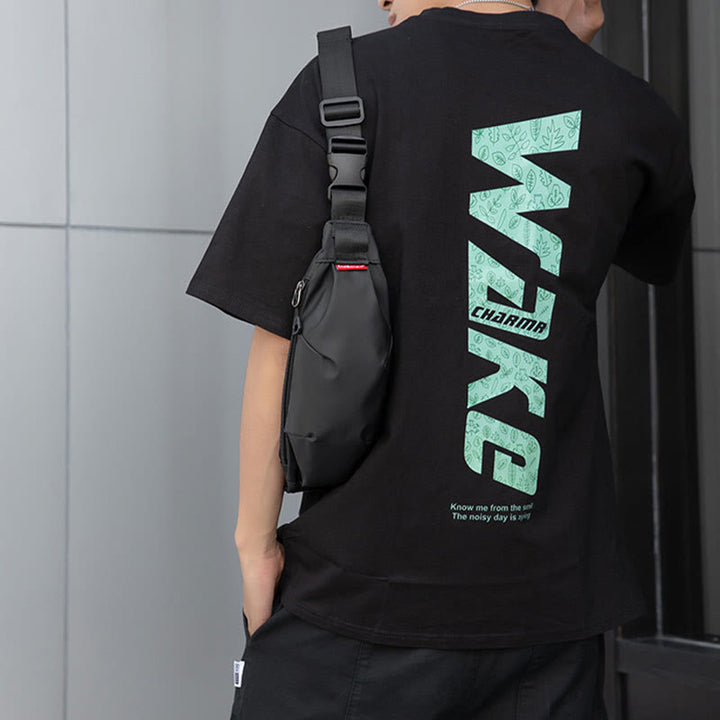 Sling Bag For Men Slim Lightweight Oxford Chest Phone Bag
