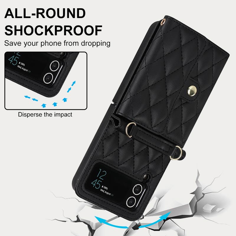 Phone Case For Daily Use Folded Diamond Pattern Crossbody Case