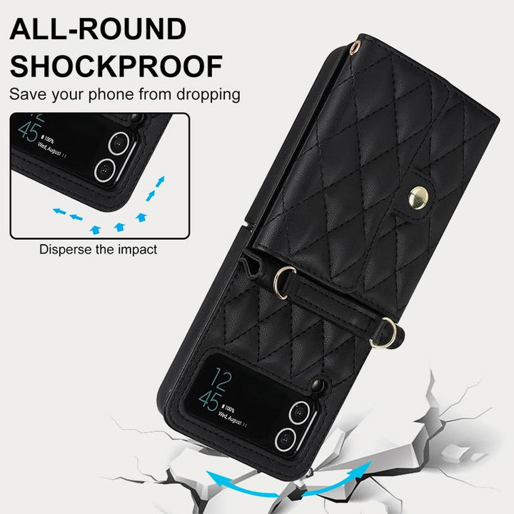 Phone Case For Daily Use Folded Diamond Pattern Crossbody Case