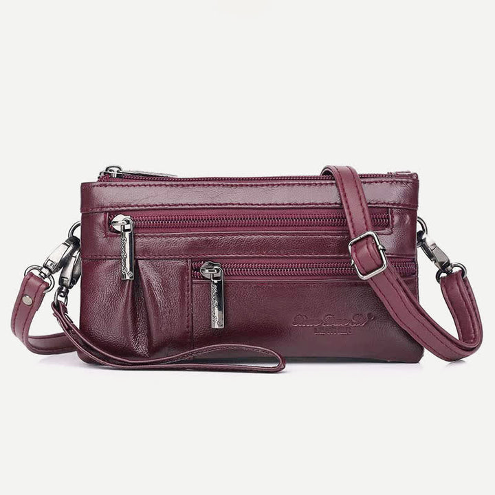 Clutch Wallet for Women Multi-Pocket Genuine Leather Wallet with Crossbody Strap