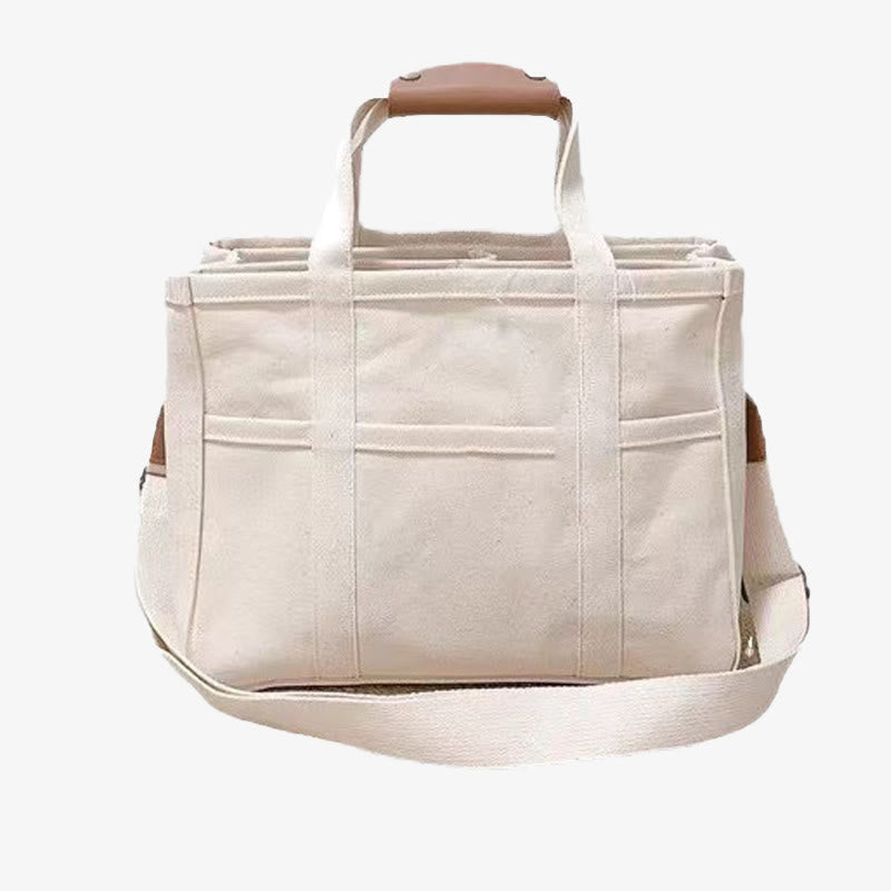 Womens Multiple Compartment Tote Portable Canvas Cross Body Mommy Bag
