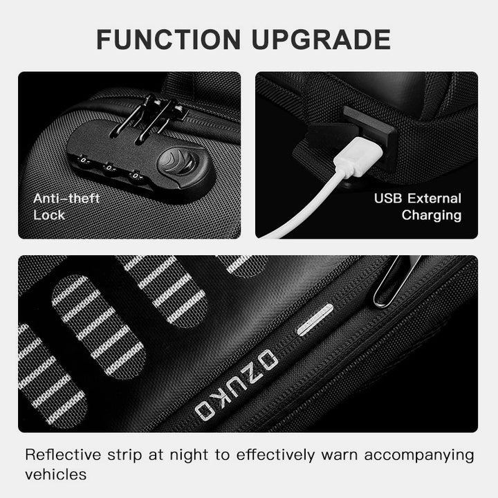 Multifunction Waterproof Anti-theft Casual Sling Bag With USB Charging Port