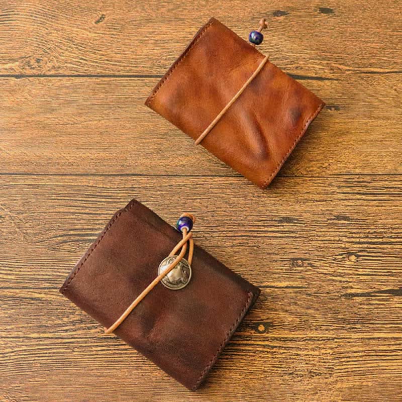 Retro Handmade Genuine Leather Card Holder Wallet for Men Women - image 9