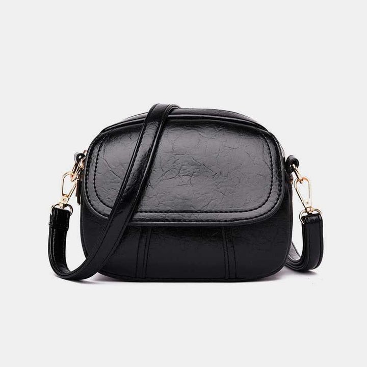 Triple Zip Small Crossbody Bag Leather Handbag Shoulder Purses for Women