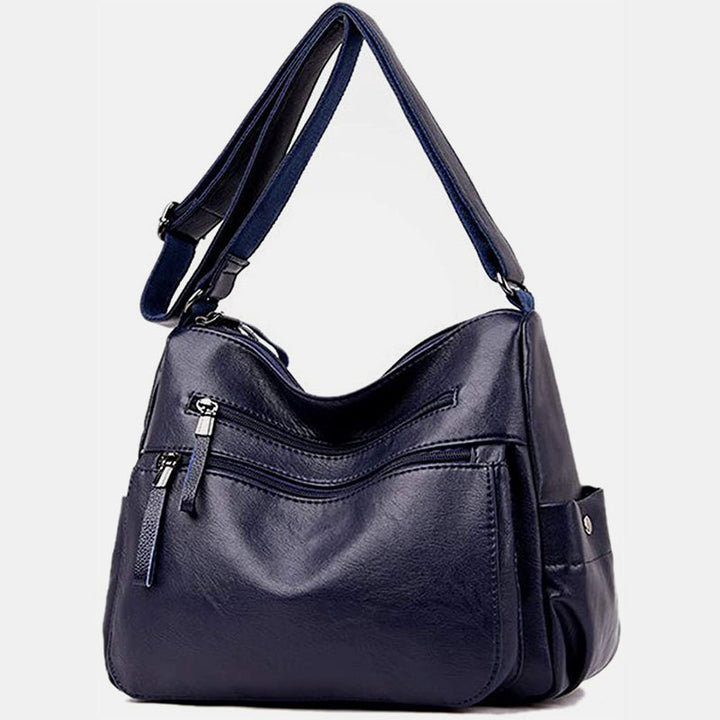 Retro Style Multi-Pocket Large Crossbody Bag - Navy - image 13