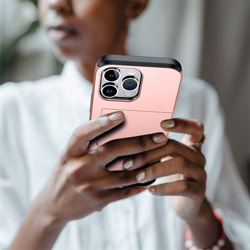 Iphone Slide Card Phone Case 2 In 1 Anti Fall Wallet Case