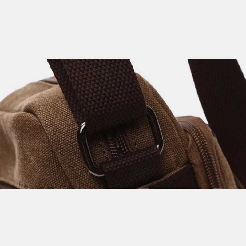 Triple Zip Durable Canvas Crossbody Bag Messenger Bag