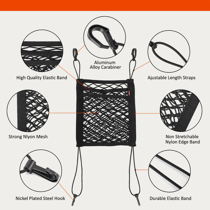 Car Organizer Mesh Pocket For Seat Back Pet Kids