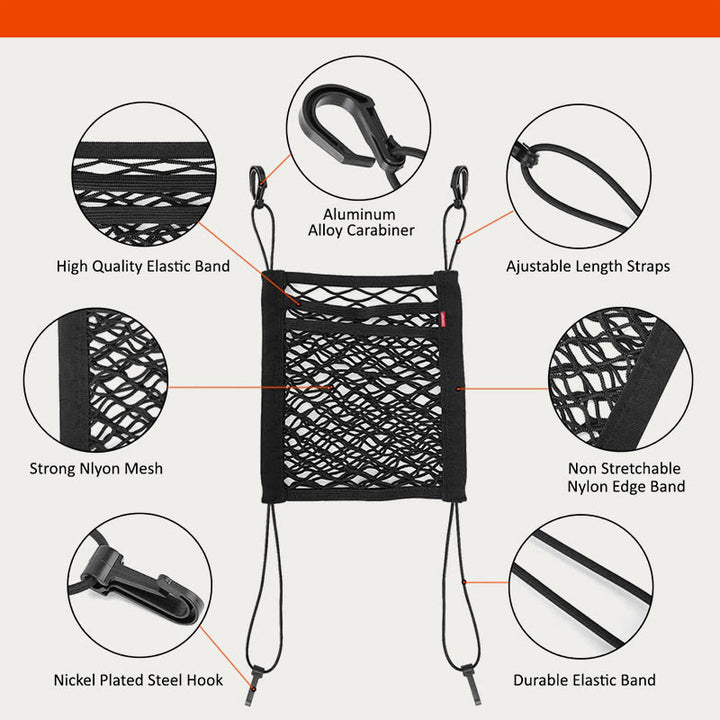 Car Organizer Mesh Pocket For Seat Back Pet Kids