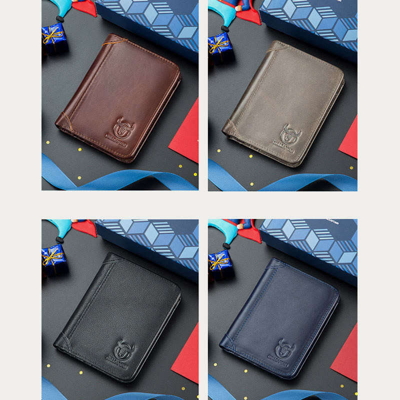 RFID Large Capacity Genuine Leather Bifold Wallet