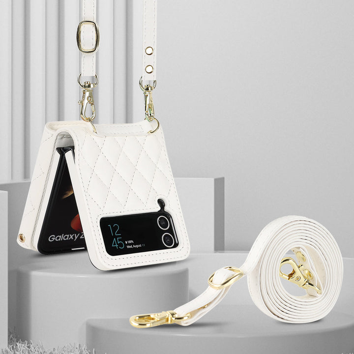 Phone Case For Daily Use Folded Diamond Pattern Crossbody Case