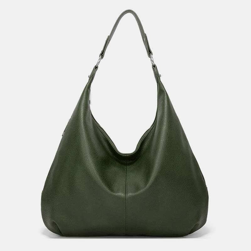 Large Soft Leather Hobo Bag Handbag Tote Everyday Purse for Women - DarkGreen - image 0