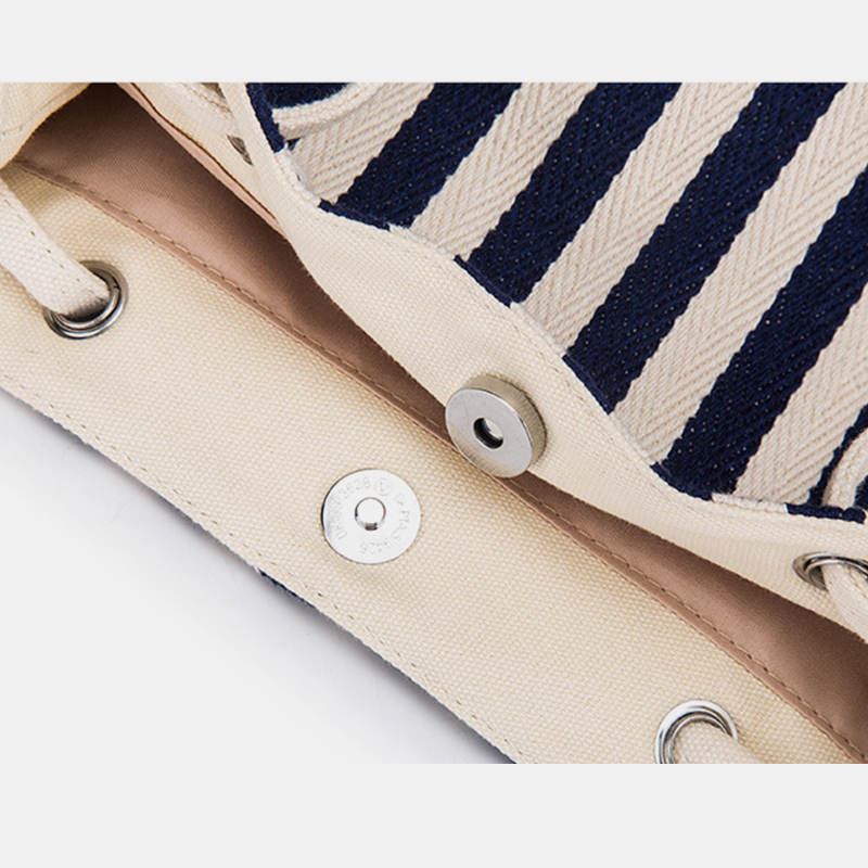 Large Capacity Multi-Carry Stripe Tote Bag Bucket Bag