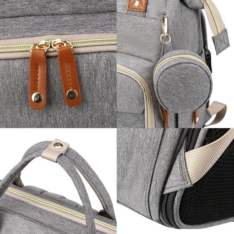 Multi Functional Mommy Bag With Crib Simple Waterproof Oxford Backpack