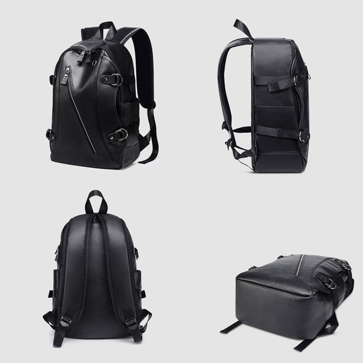 Multifunctional Anti-theft Large Capacity Leather Backpack With USB Charging Port
