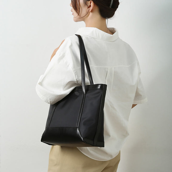 Large Capacity Tote Bag Durable PU Leather Shoulder Handbag
