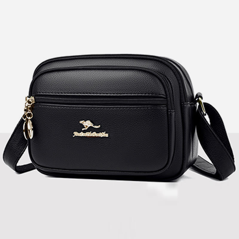 Double Compartment Purse Women Minimalist Soft Leather Cross Body Bag